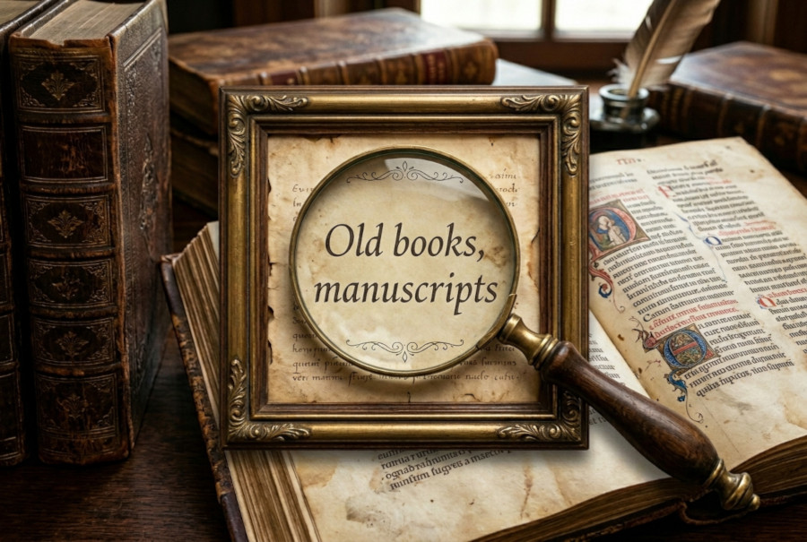 Old books, manuscripts